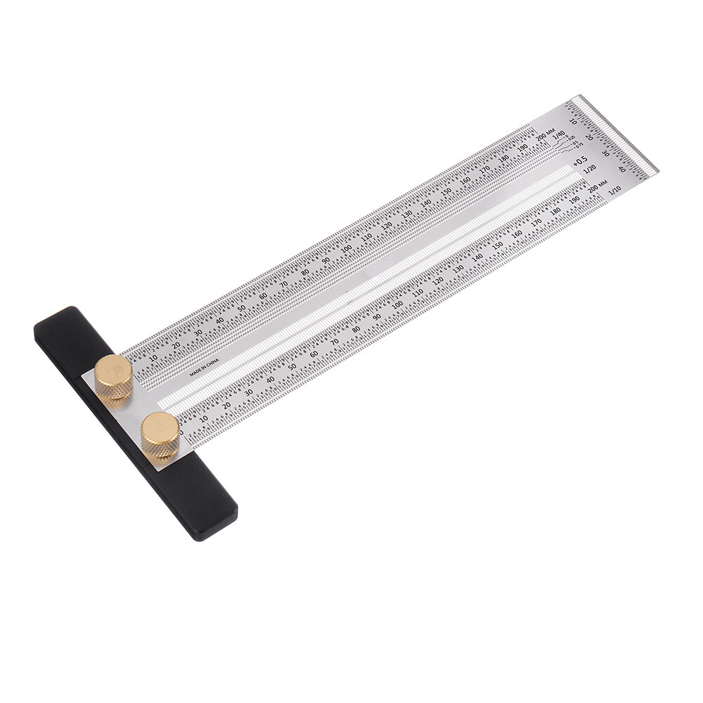 

Drillpro 200/300/400mm Stainless Steel Precision Marking T Ruler Hole Positioning Measuring Ruler Woodworking Scriber Sc