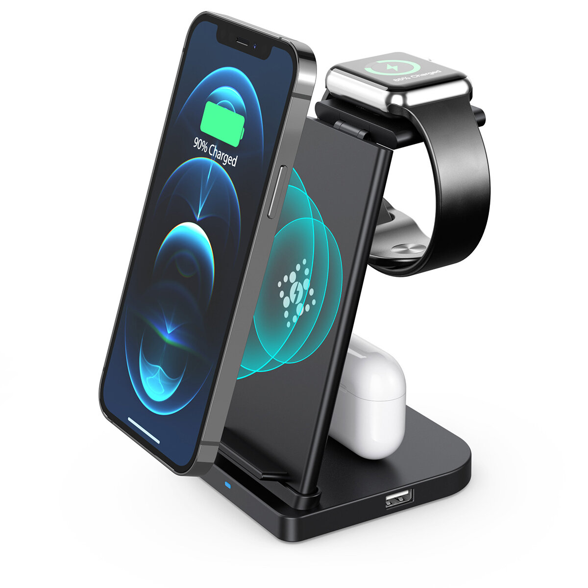 

3-In-1 Wireless Charging Station 15W Fast Dock Charger Stand Phone Watch Pods Support Wireless Charging Equipment for iP