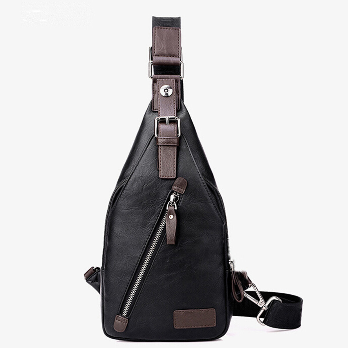 Leather Sling Bag Waterproof Chest Bag Crossbody Shoulder Messenger Casual Backpack Sport Travel