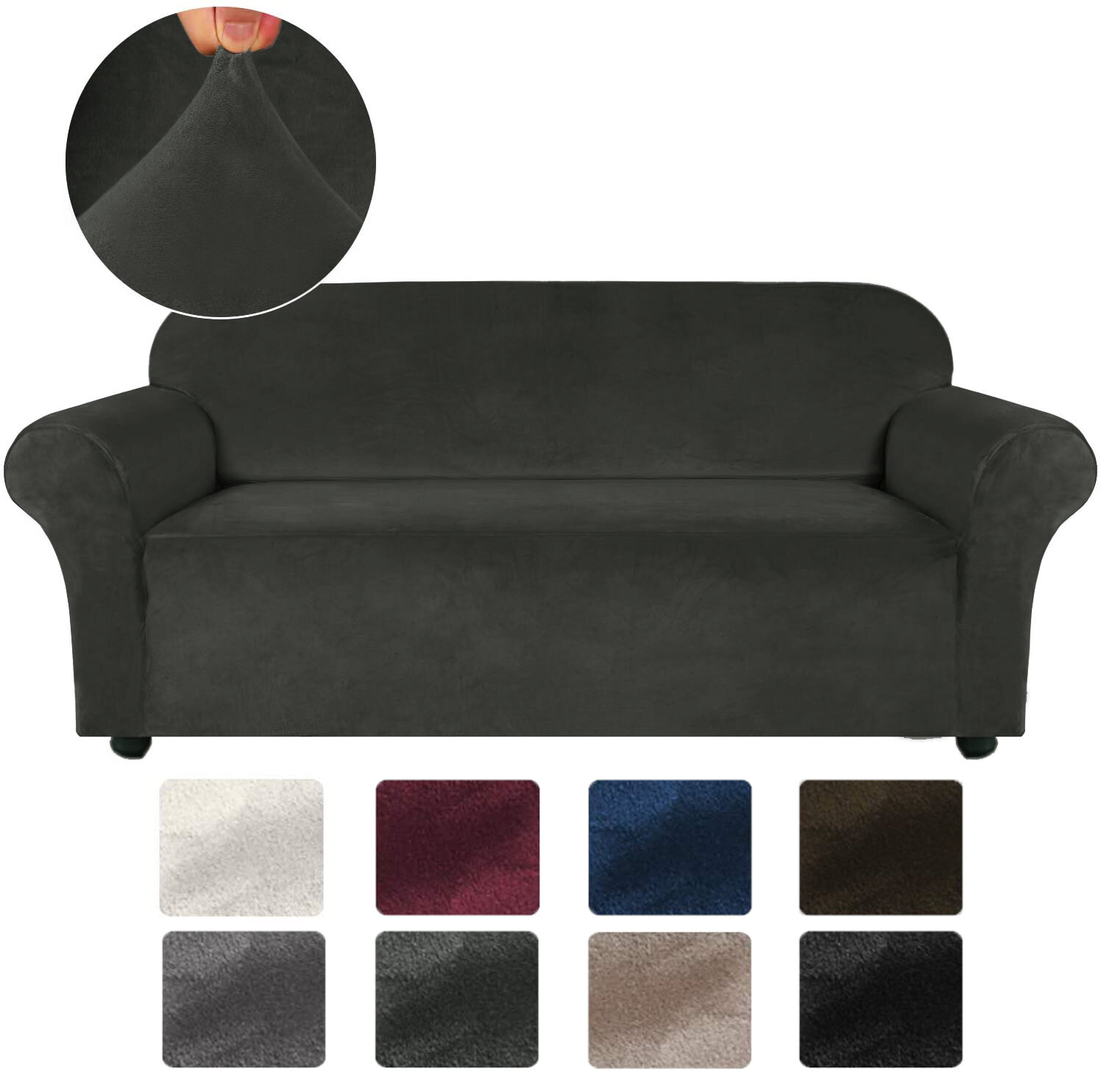 4 Seater Velvet Sofa Cover Solid Colour Thickened Plush Anti-slip Super Soft Sofa Protector Home Cha