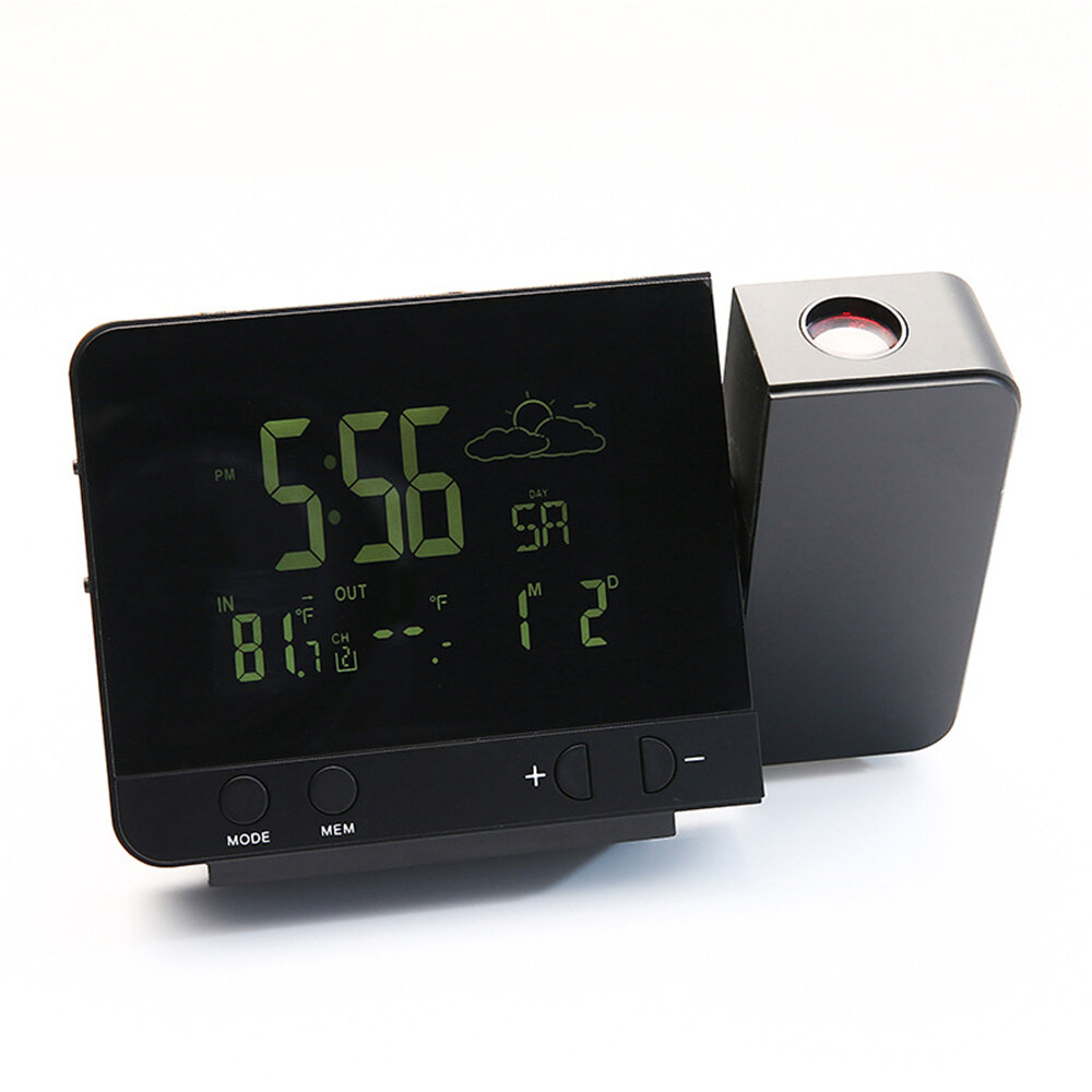 

LCD Projection Alarm Clock Indoor and Outdoor Weather Clock Multi function Temperature and Humidity Electronic Clock Orn