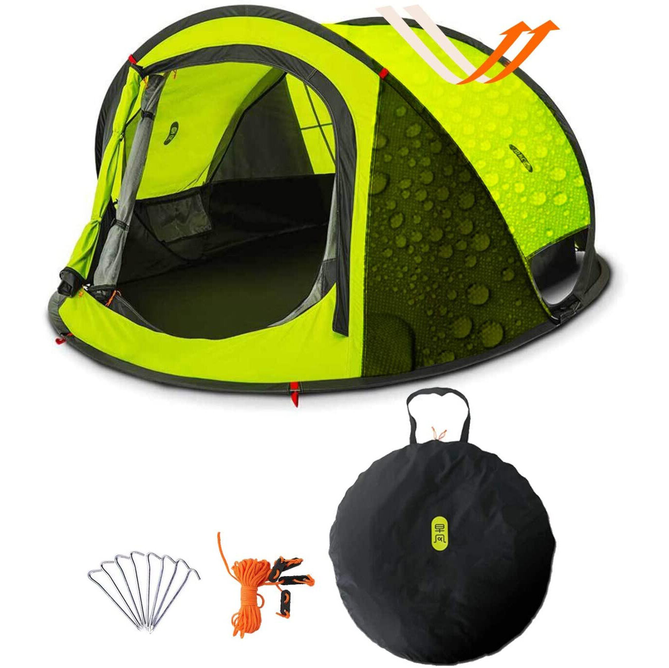 Zenph Dupla rétegű sátor 3-4 személynek 3 másodperc alatt automatikus nyitással, vízálló napvédő szélvédővel a családi kempinghez.