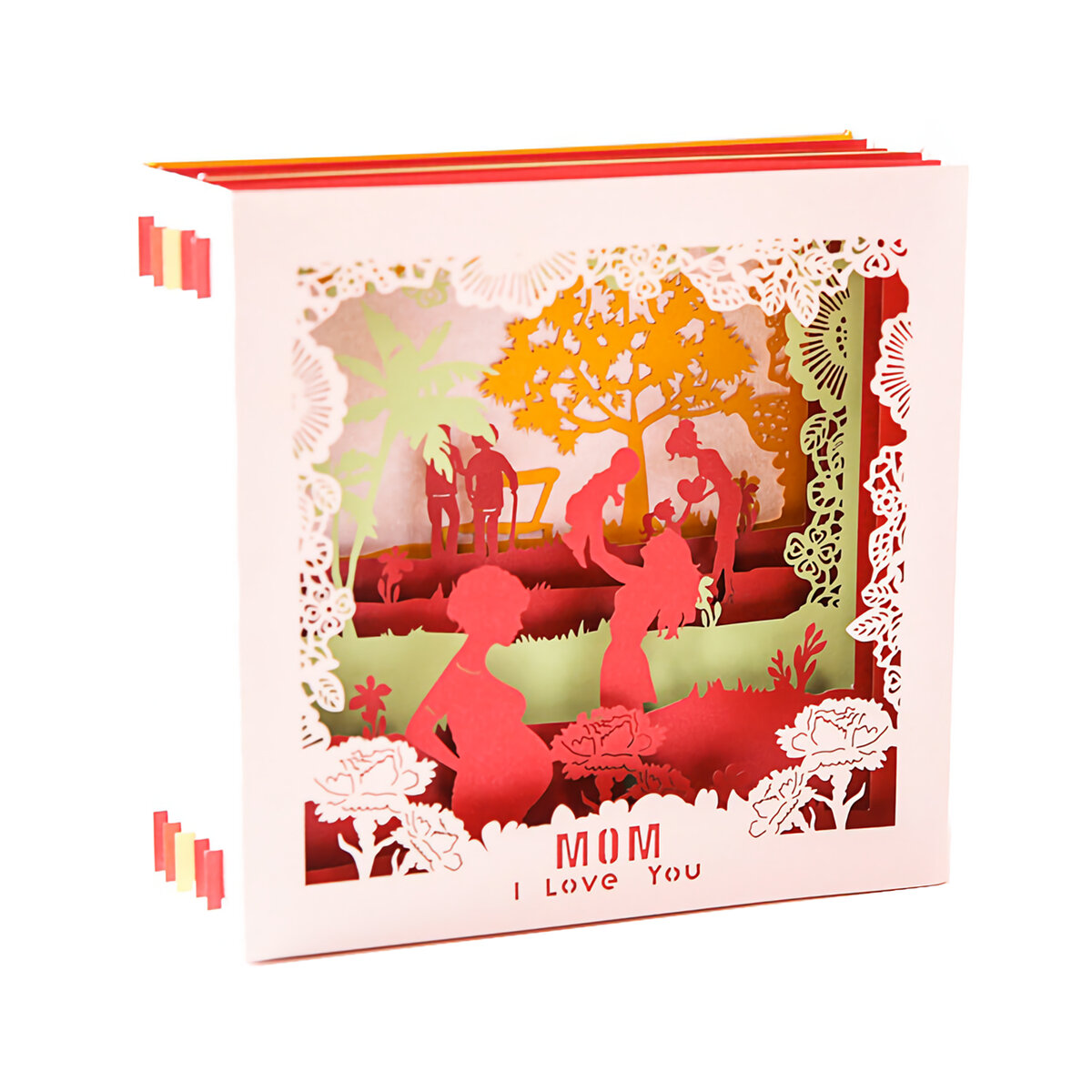 G2060W Creative 3D Mother's Day Greeting Cards Paper Carving Handmade Cards Box Anniversary Birthday