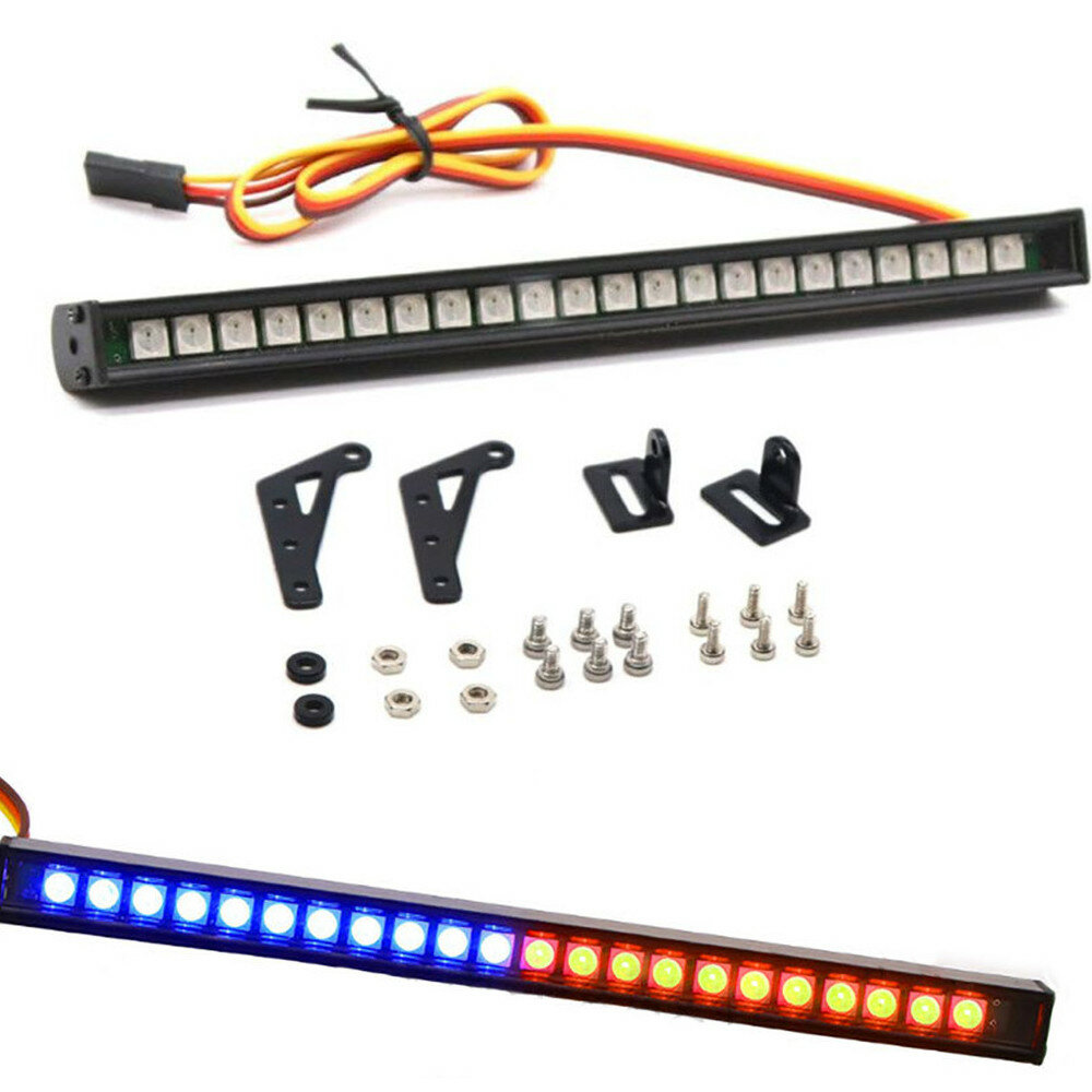 

22LED Colorful RC Flashing LED Light Bar Roof Lamp Kit for 1/10 TRX4 SCX10 90046 RC Crawler Truck