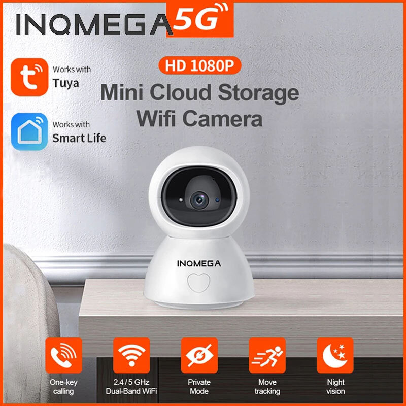 

INQMEGA 5G 2MP 1080P Tuya Smart IP камера Dual Стандарты WiFi HD Инфракрасное ночное видение Вращение на 360 ° Baby Мони