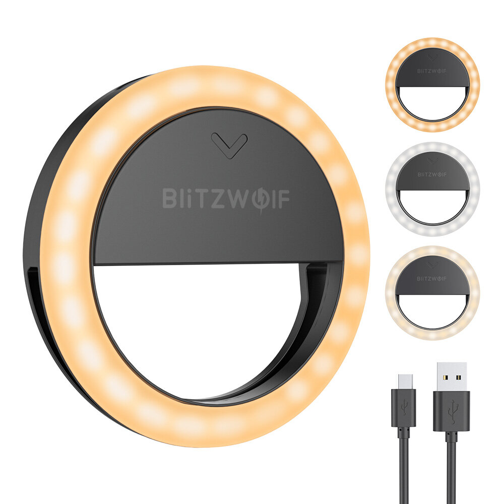 BlitzWolf® BW-SL0 Pro LED-ringlicht Clip-on invullicht Mini draagbare selfielampen 600mAh 1000 lumen Hoge helderheid Selfielampen