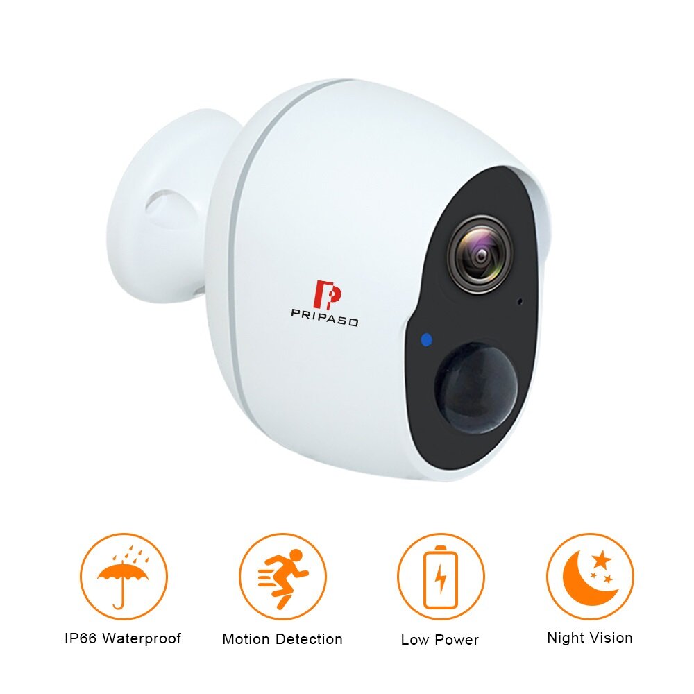 Pripaso 1080P Wireless البطارية IP CCTV الة تصوير بالطاقة داخلي المنزل ضد للماء الأمن القابلة لإعادة الشحن وايفاي البطار