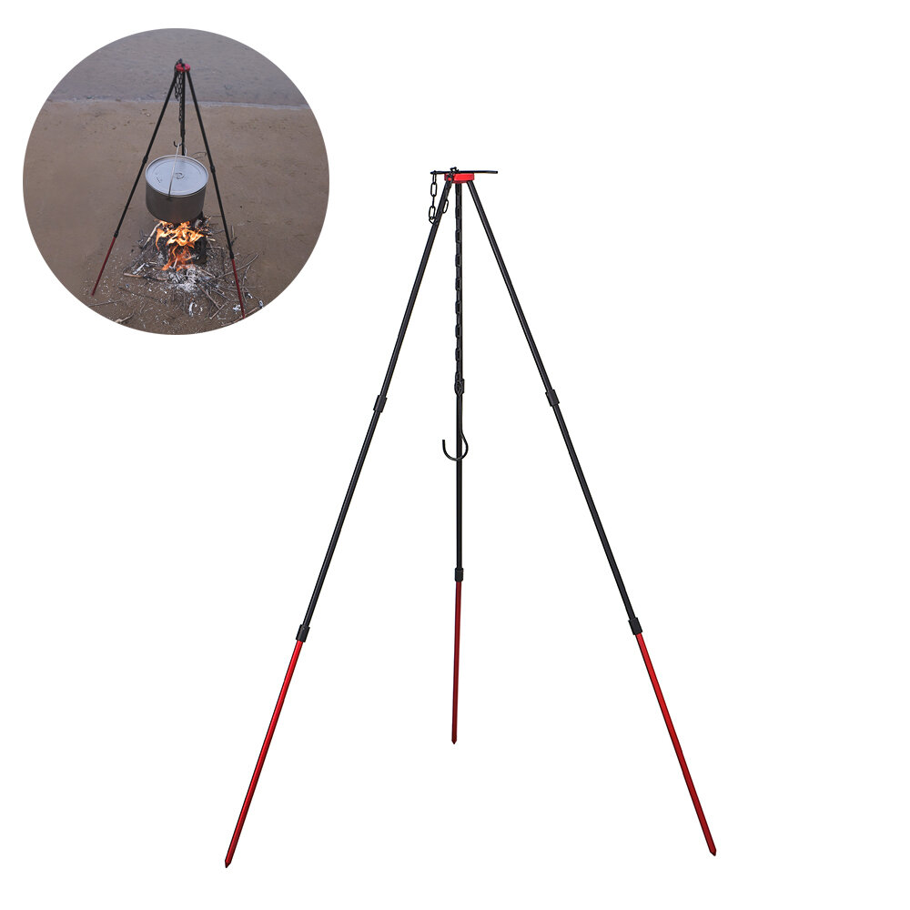 Multifunction Camping BBQ Tripod Bonfire Portable Hanging Water Jugs Bracket Detachable Barbecue Coo