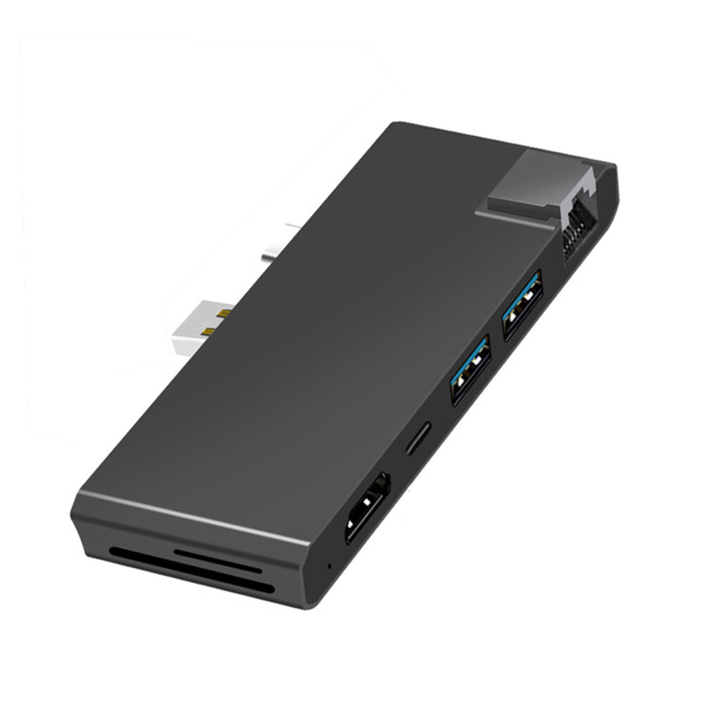 

Rocketek USB 3.0 Hub 4K HDMI-совместимый 1000 Мбит / с Gigabit Ethernet PD Type-C RJ45 Адаптер SD / TF Card Reader для M