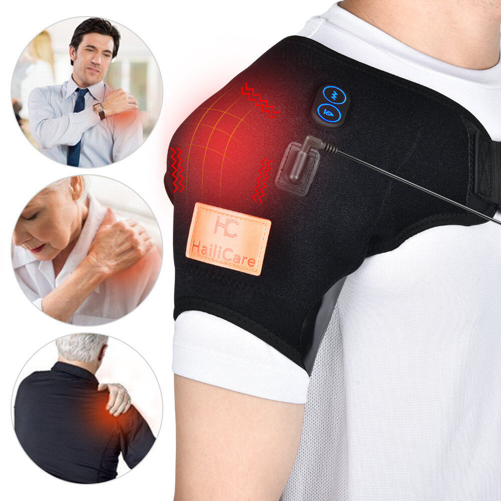 Hailicare 3 Levels Heating Vibration Shoulder Massager Support Brace Heated Physiotherapy Therapy Pain Relief for Health  - buy with discount