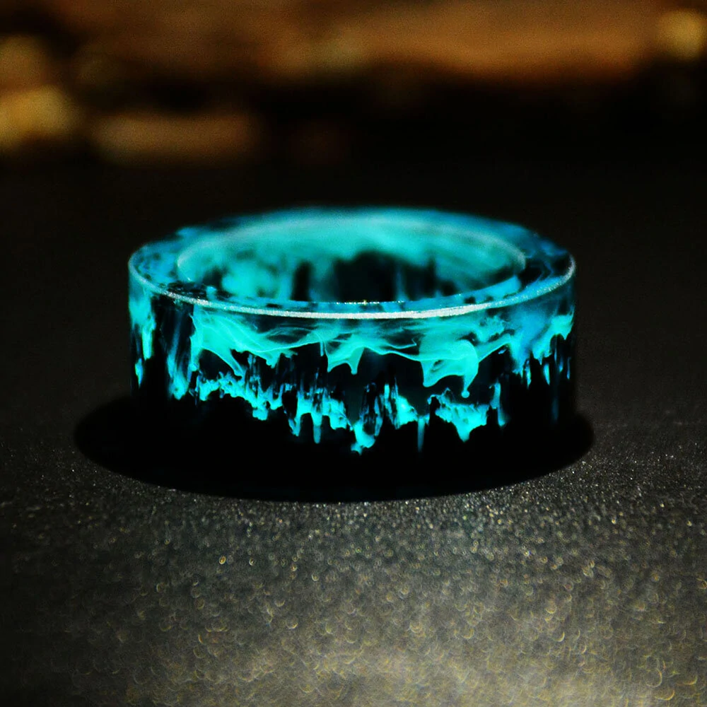 1 pc vintage casual blue fantastic magic forest handmade resin ring