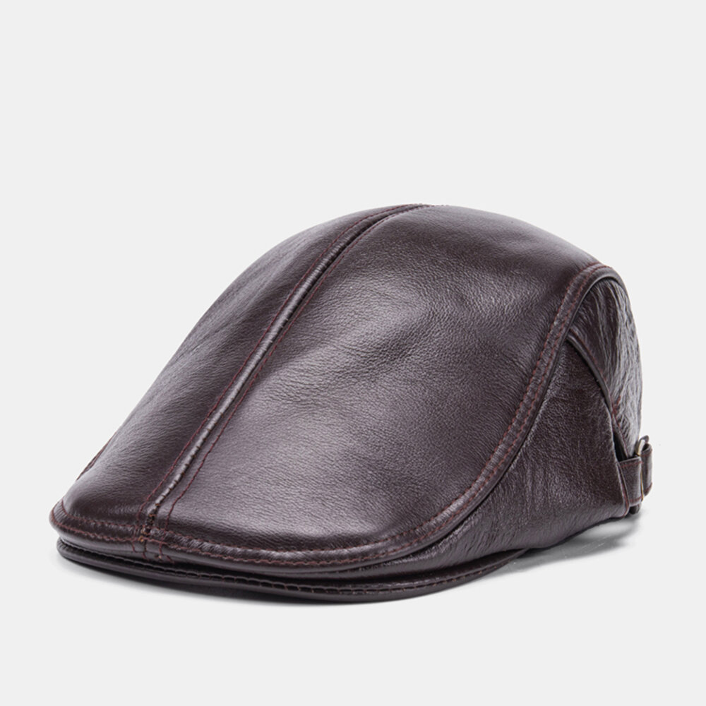 الرجال جلد طبيعي الصلبة اللون عارضة عالمية في الهواء الطلق إلى الأمام قبعة قبعة البيريه