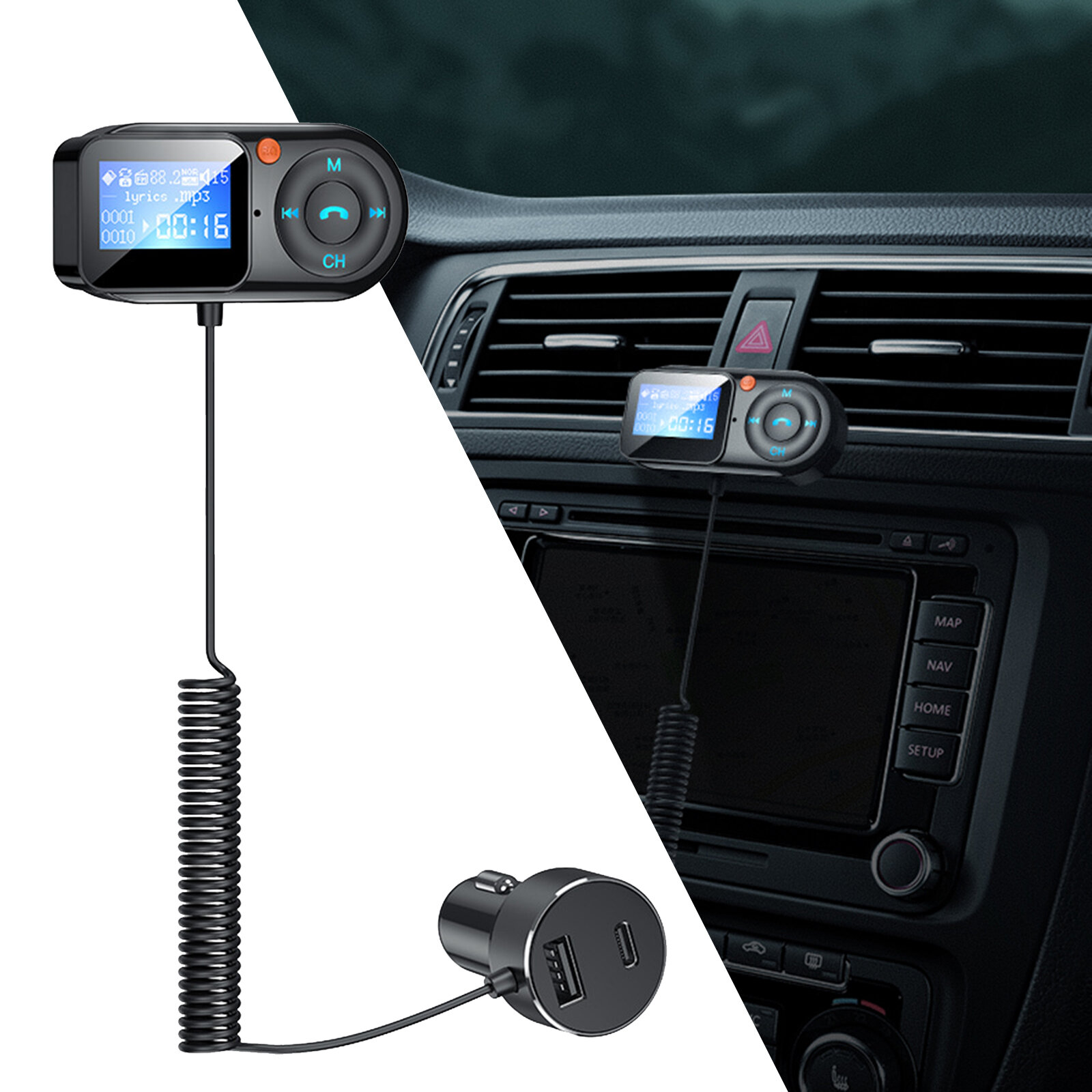 Bakeey T1 Car FM Transmitter bluetooth MP3 Player Handsfree USB Charger Support TF Card Music Player