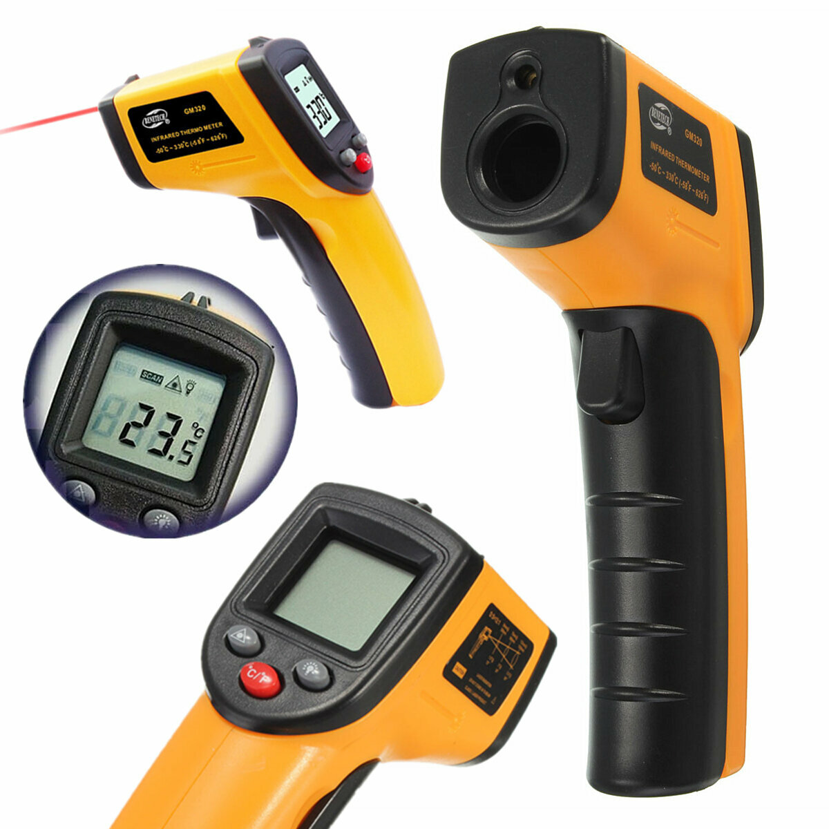 BENETECH GM320 Non Contact Laser LCD Display Digital IR Infrared Thermometer Temperature Meter Gun -