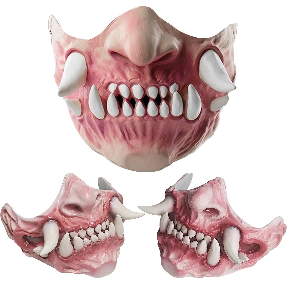 

Latex Horror Tooth Half Face Mask Halloween Mask Devil Face Cover Anonymous Masks Scary Cosplay Headgear Props