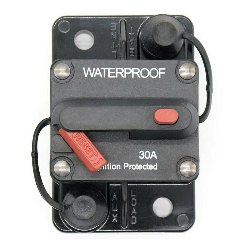 

30A 12V-48V AMP Circuit Breaker Fuse Reset Overload Protection Waterproof Fuse Box For Car Boat Auto Fusibles Amplificad