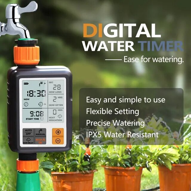 

AGSIVO Sprinkler Timer Programmable Water Timer With Rain Delay for Garden Hose Automatic Watering System Waterproof Dig