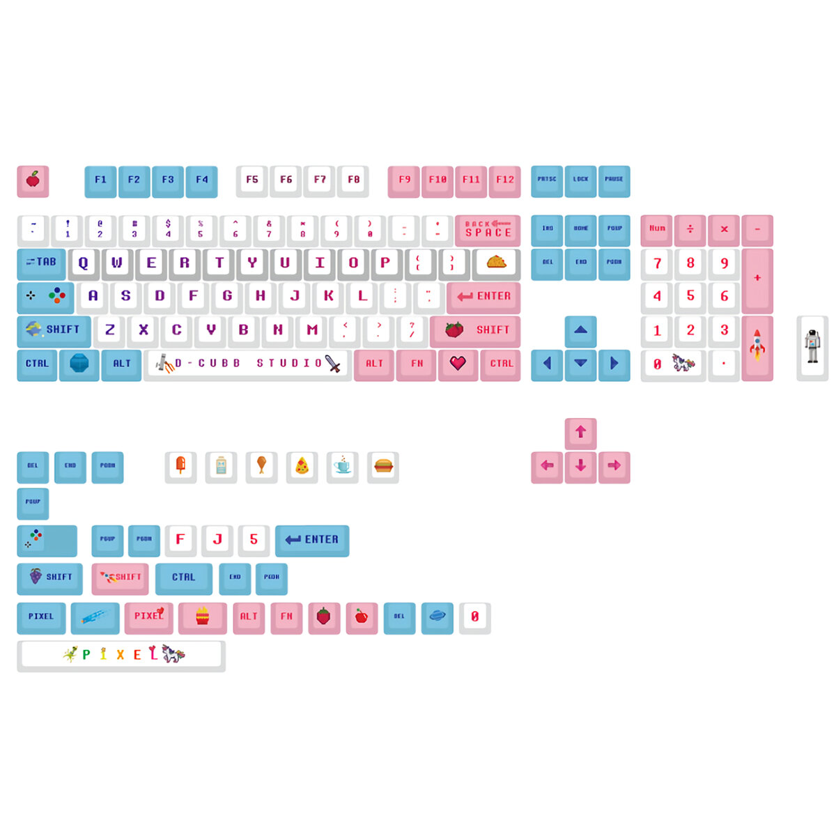 143 toetsen Pixel Wars Keycap Set Cherry Profile PBT Sublimation Keycaps voor mechanische toetsenbor