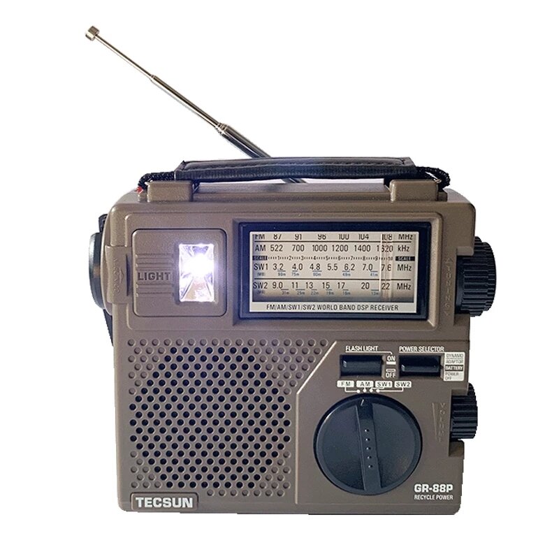 TECSUN GR-88P Digitale Radio Ontvanger Noodverlichting Radio Dynamo Radio Met Ingebouwde Luidspreker
