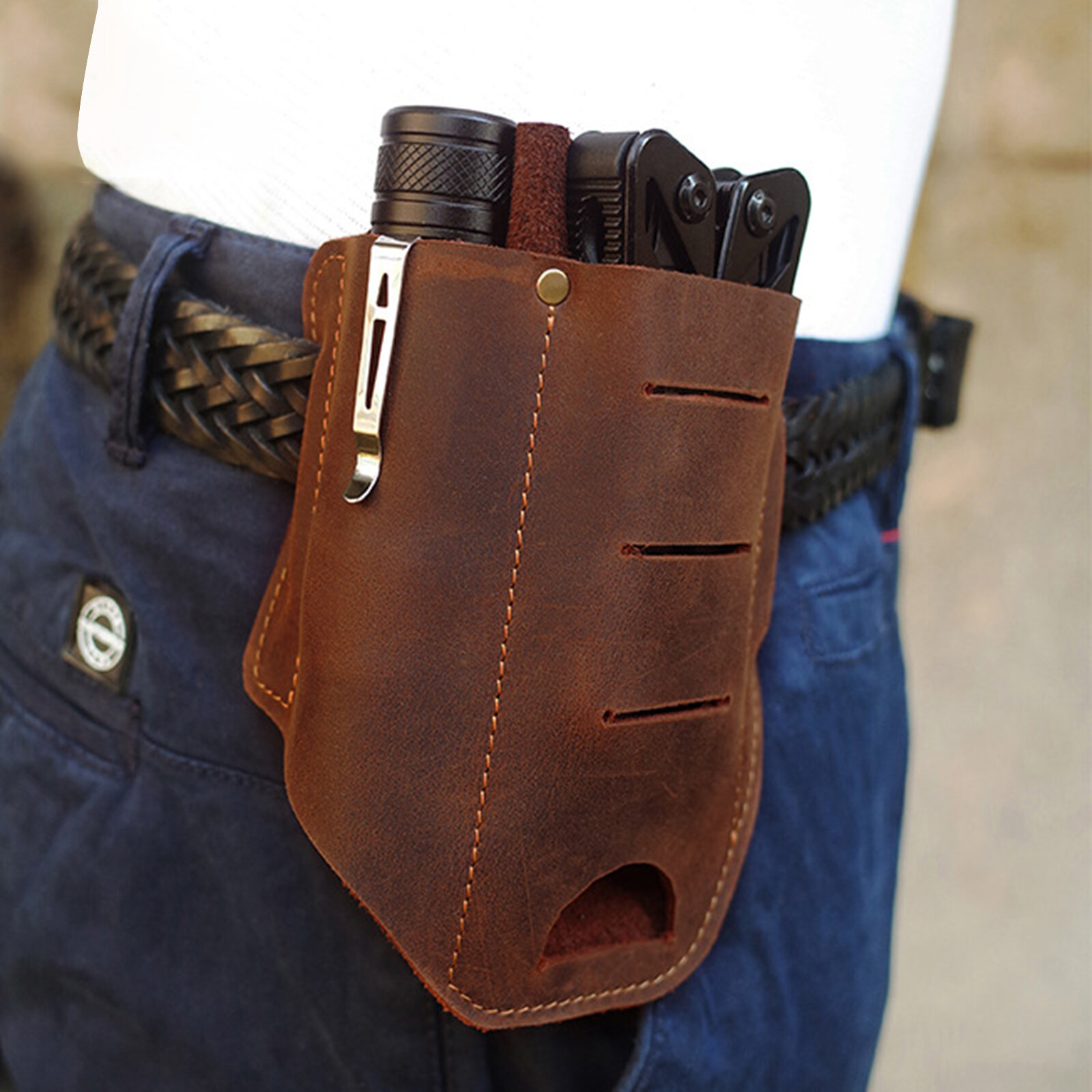 

Menico Cowhide EDC Bag Wear-resistant Multi-functional Portable Tool Belt Loop Waist Bag