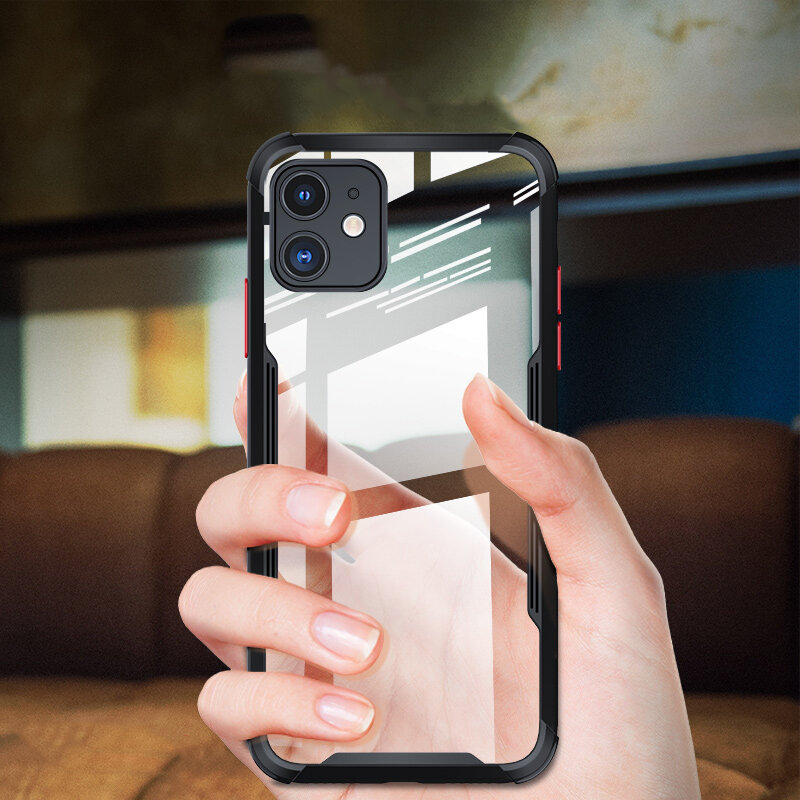 Bakeey for iPhone 12 Mini Case Bumpers with Lens Protector Transparent HD Clear Acrylic + TPU Frame 