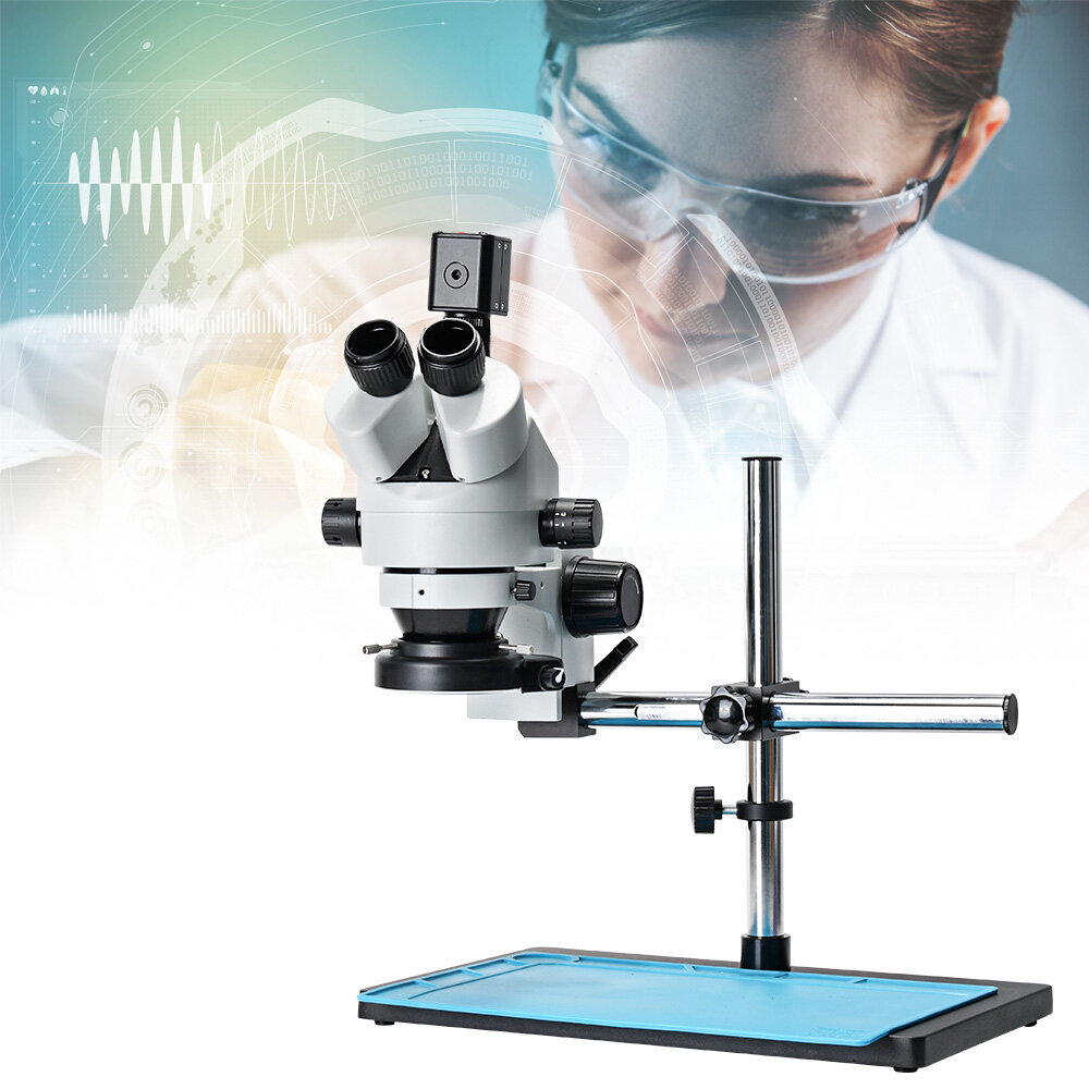 

HAYEAR 7~45X Simul-focal Continuous Zoom Trinocular Stereo Microscope+24MP HD Microscope Camera with 144 LED Light