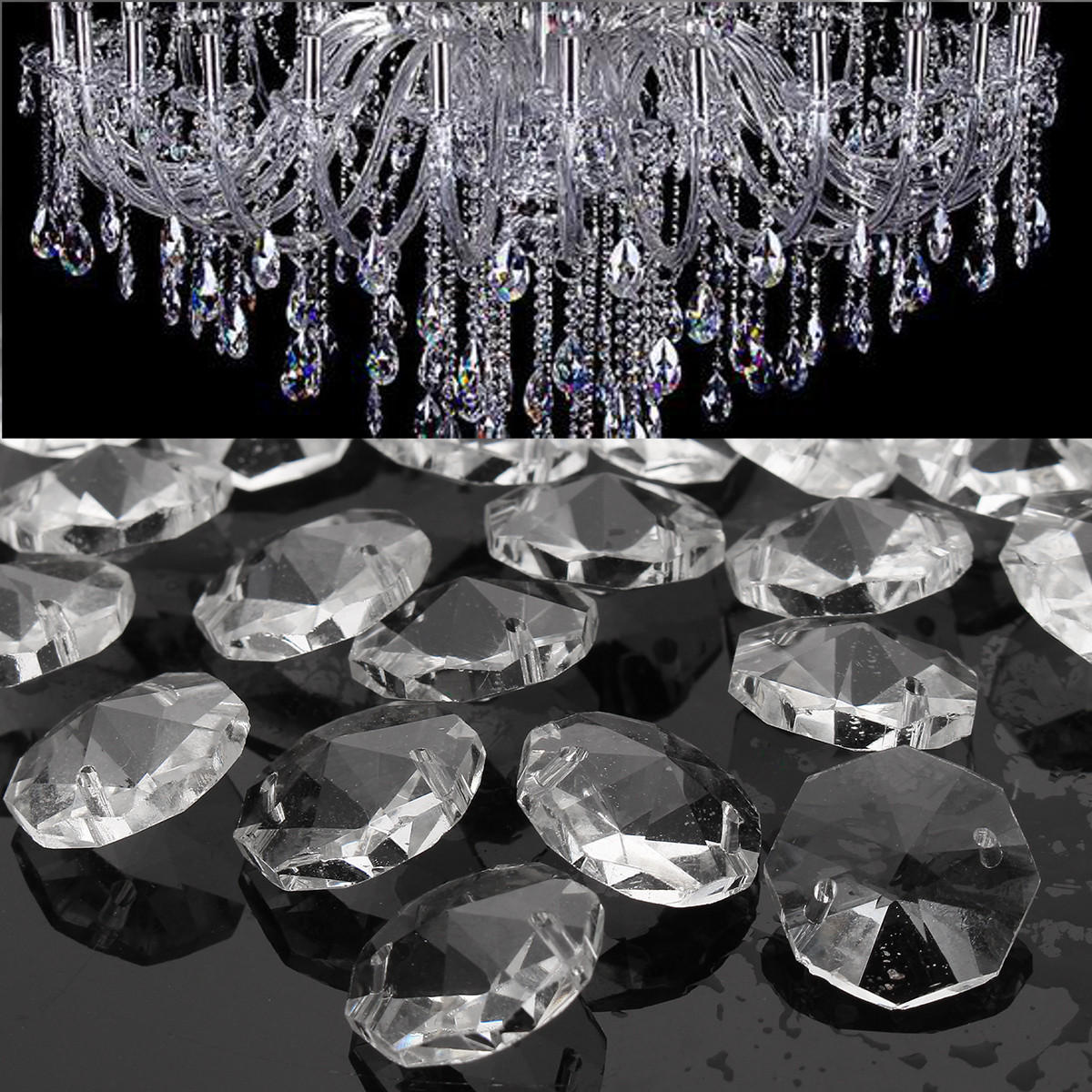 50 PCS Clear Glass Crystals Chandelier Lamp Lighting Part Prisms Pendants 38MM
