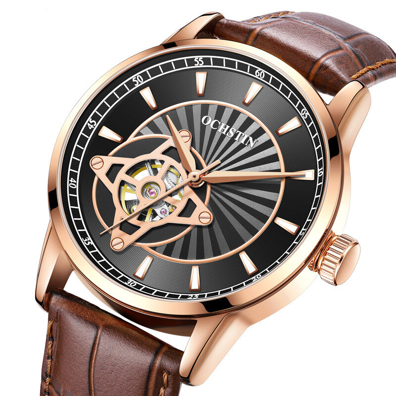 

OCHSTIN 62001C Business Style Натуральная Кожа Стандарты Мужские наручные часы Ultra Thin Automatic Механический Watch