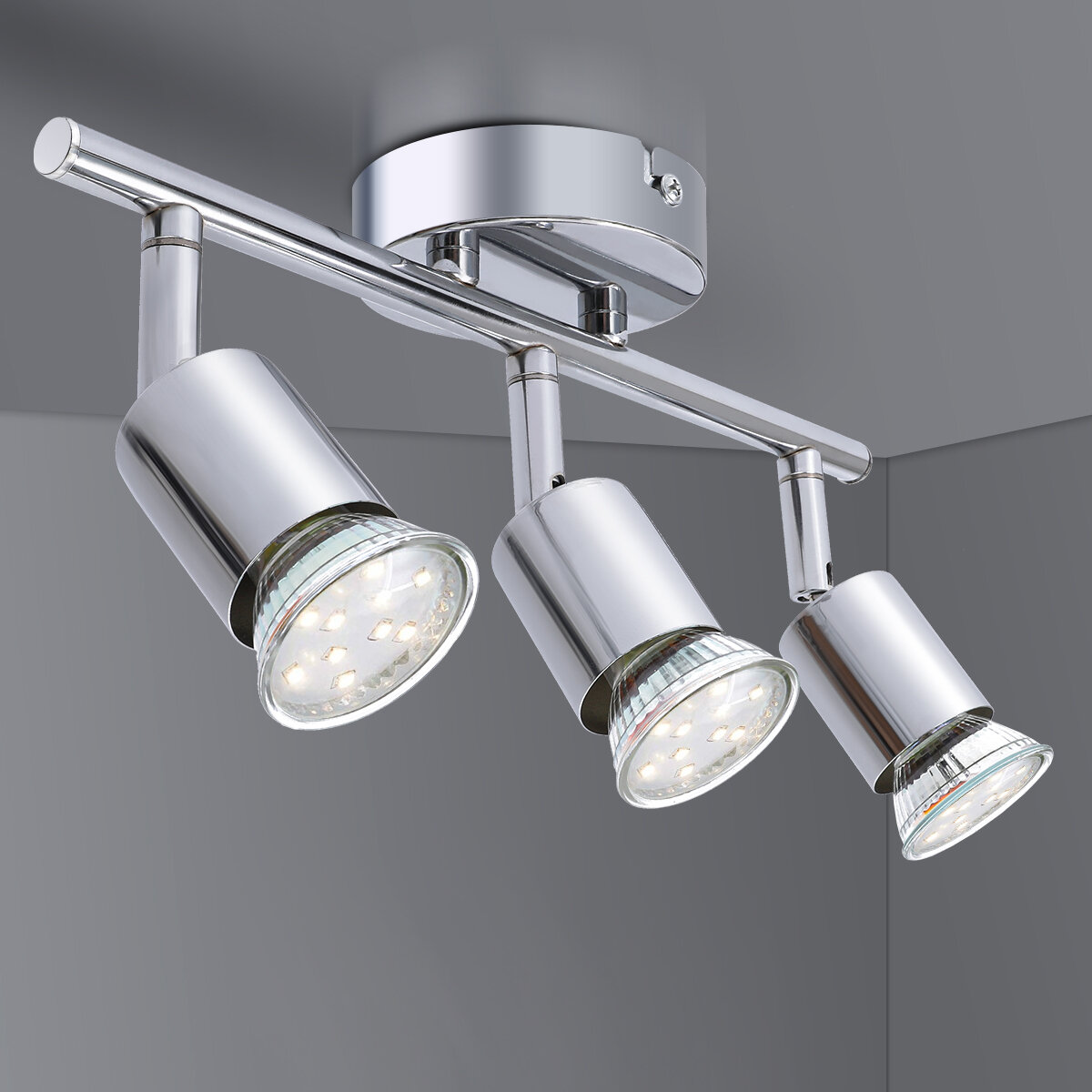 Elfeland 3 Way Pendant Light Ceiling Spotlight Rotatable Swiveling Lamp 3X GU10 Light Bases Angle Adjustable Indoor Ligh