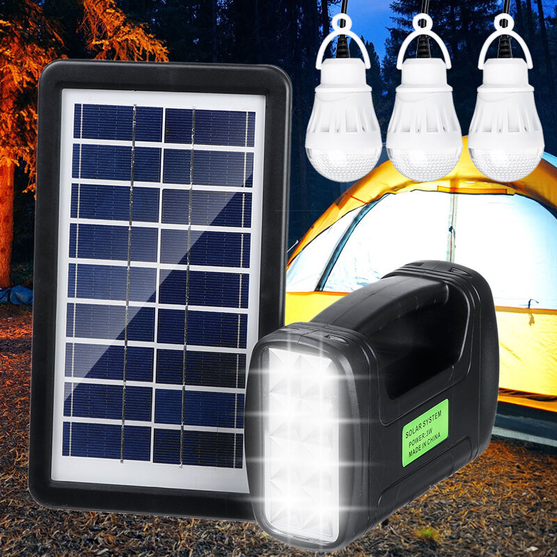 Portable Solar Generator System Noodverlichting Outdoor Camping 3PCS Gloeilamp