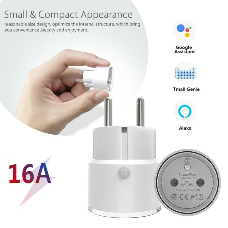 

16A Tuya Mini Smart Plug WiFi Smart Разъем FR Plug Тип Power Монитор Беспроводное управление Совместимость с Alexa Googl