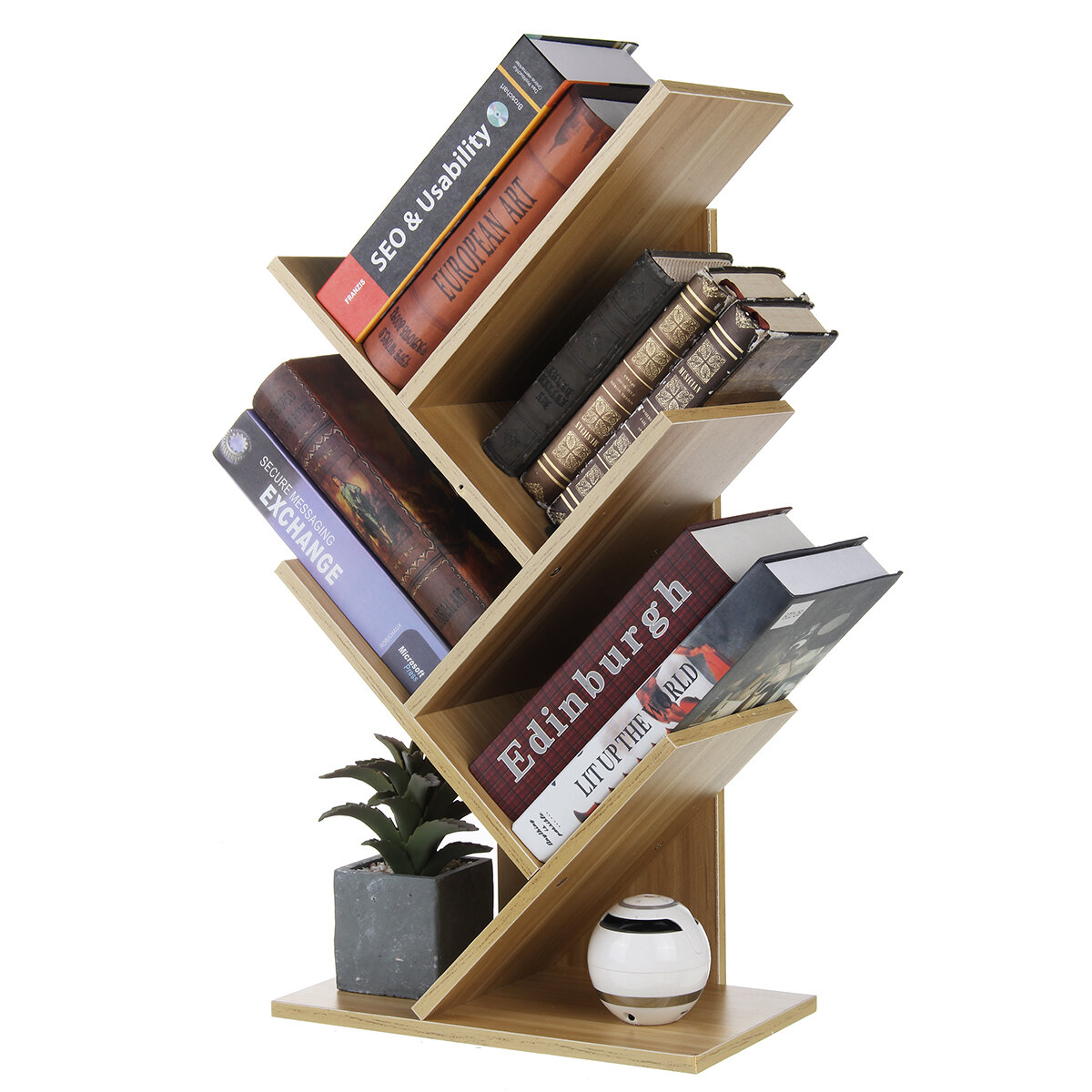 

3/5 Layers Small Bookshelf Tree-Shaped Multi-Layer Wooden Storage Rack Standing Shelves Home Office Desktop Bookcase Sim