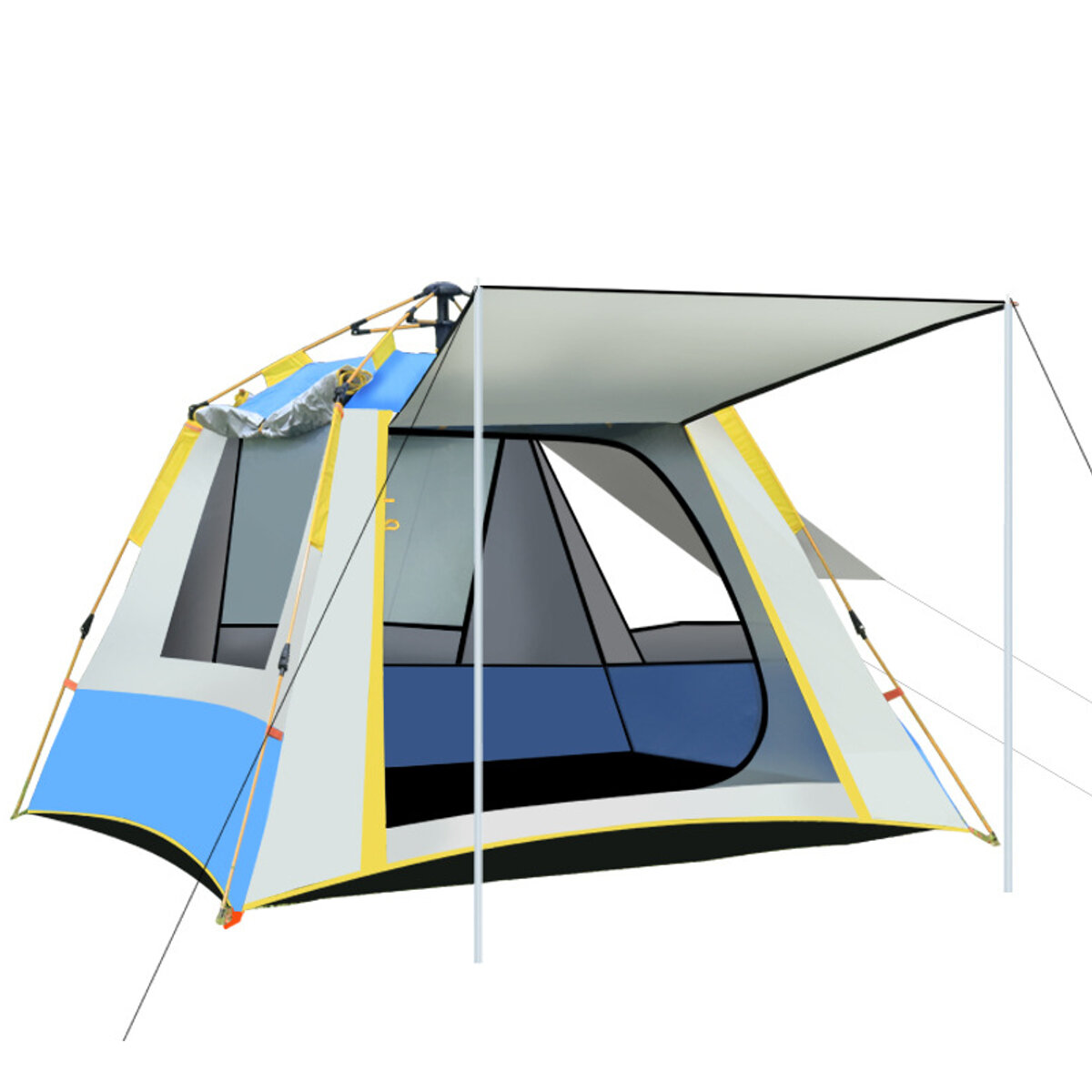 Automatisch aufstellbares Zelt für 5-6 Personen mit 3 Fenstern, ideal für Familienausflüge und Picknicks, regen- und windfest