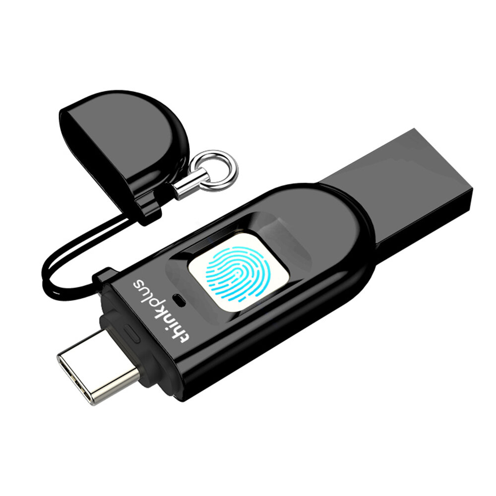 Lenovo?Thinkplus?2?In?1?USB 3.0 Type-C Vingerafdruk USB Disk 32G 64G 128G 256G Pendrive Privacybesch