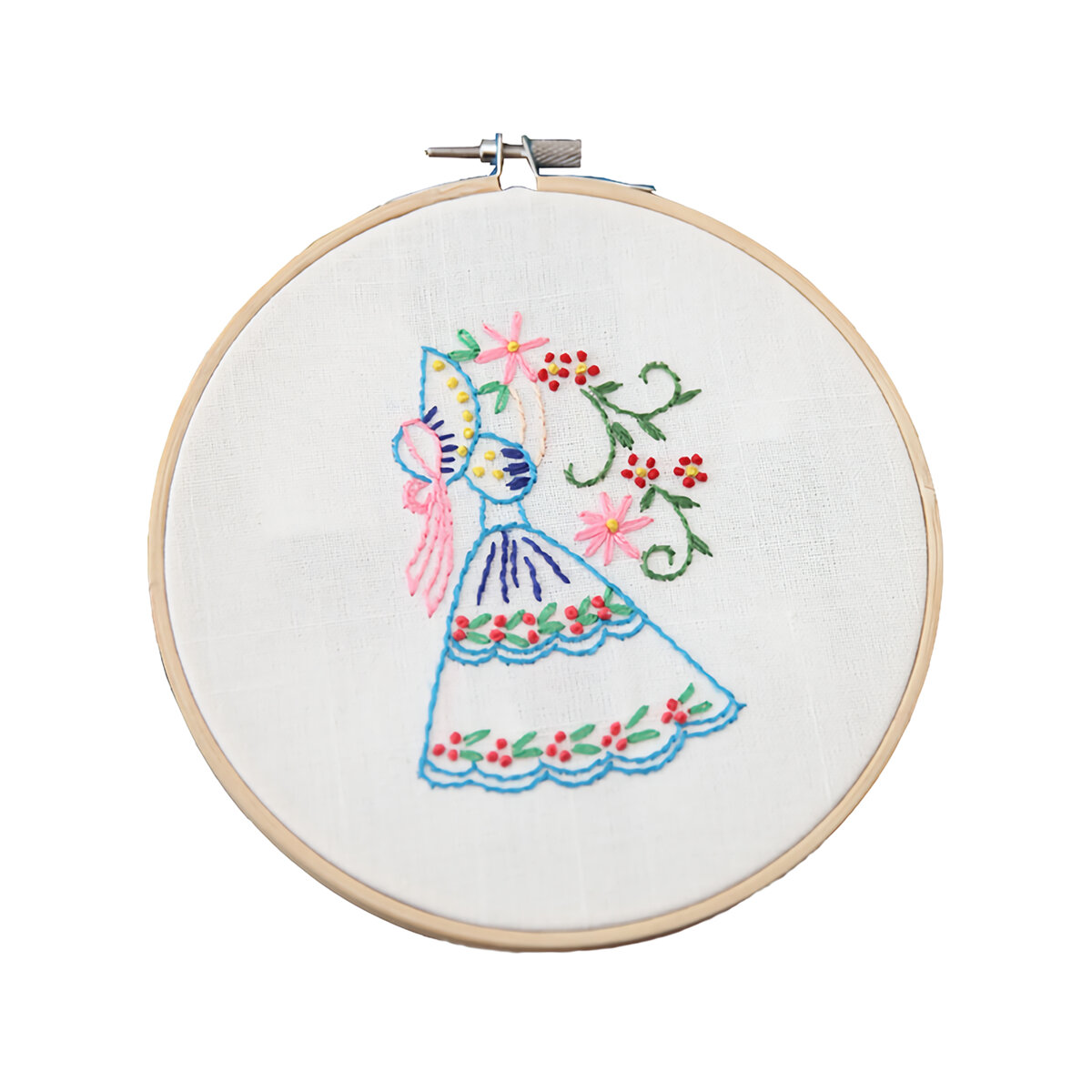 DIY Embroidery Set Little Girl Mermaid Lion Cross Stitch Series with Frame for Beginner Needlework K