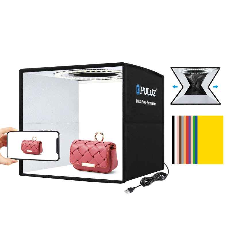 

PULUZ 25cm×25cm×25cm Folding Portable Photo Lighting Studio Shooting Tent Box with 12 Colors Backdrops
