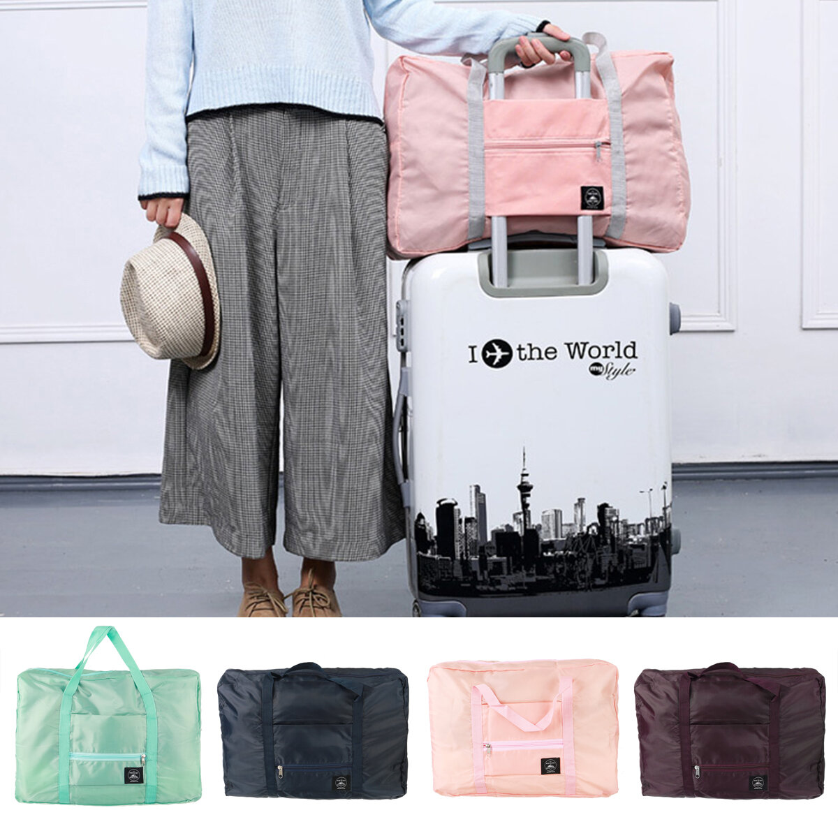 420D Waterpoof Folding Travel Luggage Storage Bags Portable Outdoor Camping Carry-On Duffle Bag
