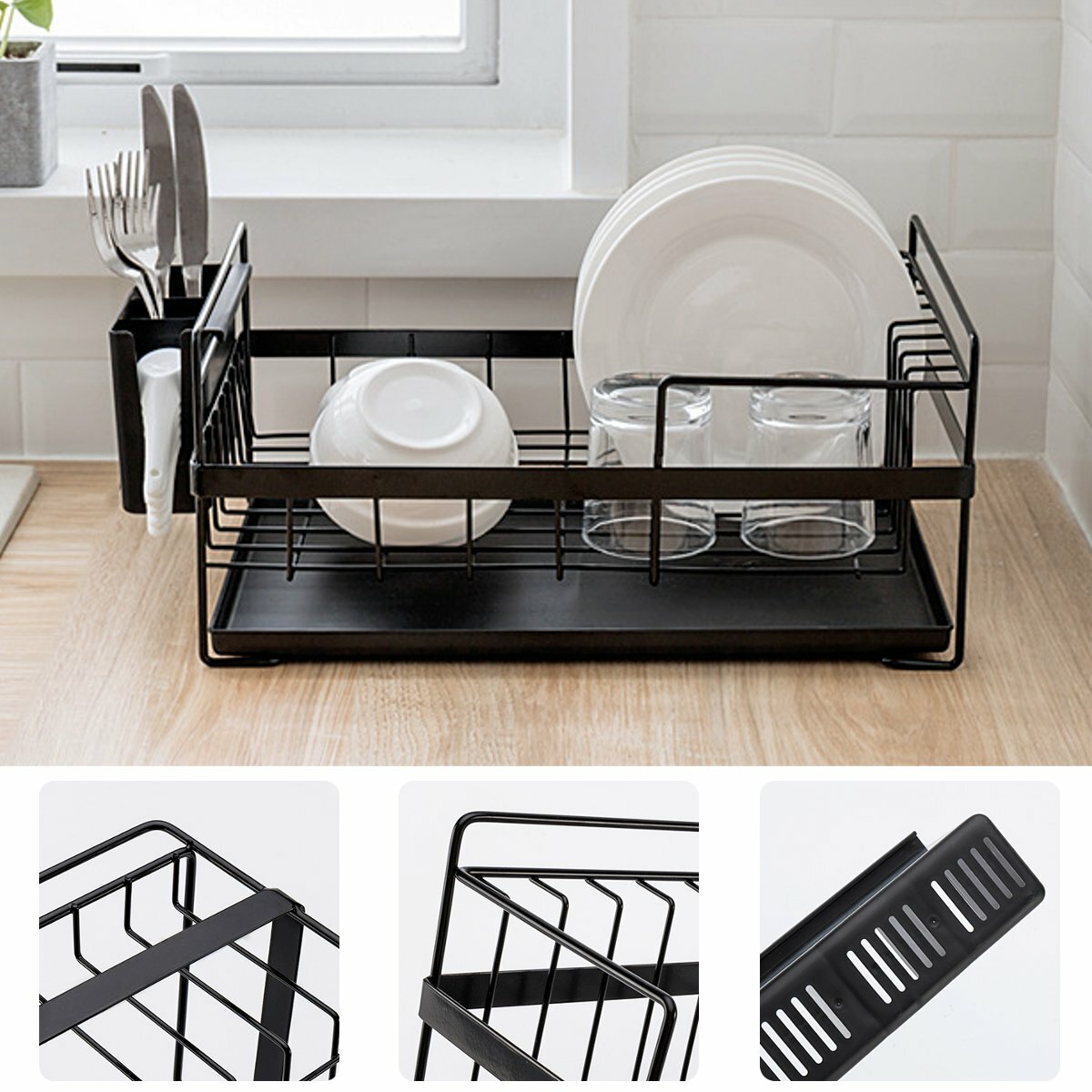 Multifunction Kitchen Storage Organizer Dish Drainer Drying Rack Iron Sink Holder Tray For Plate Cup Bowl Tableware Shel
