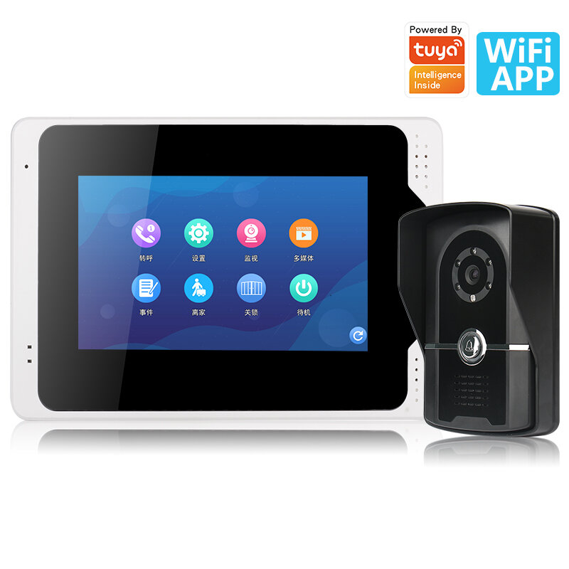 

Ennio 701FG12 Tuya APP Remote Unlock Visual Intercom 7 Inch 1080P Monitor Wifi Video Doorbell Door Lock Intercom System