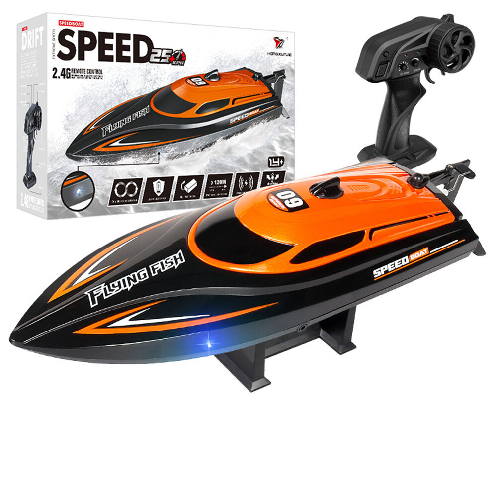 

HXJRC HJ812 2.4G 4CH RC Boat High Speed LED Light Speedboat Waterproof 25km/h Electric Racing Vehicles Models Lakes Pool