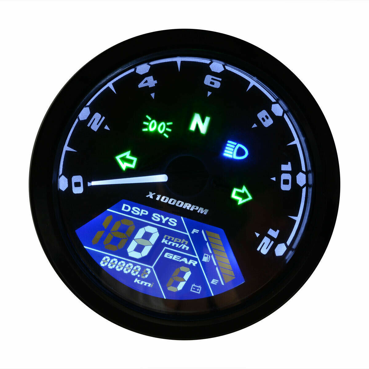 12000RPM Motorcycle LCD Digital Speedometer Tachometer Odometer Cafe Racer Motor