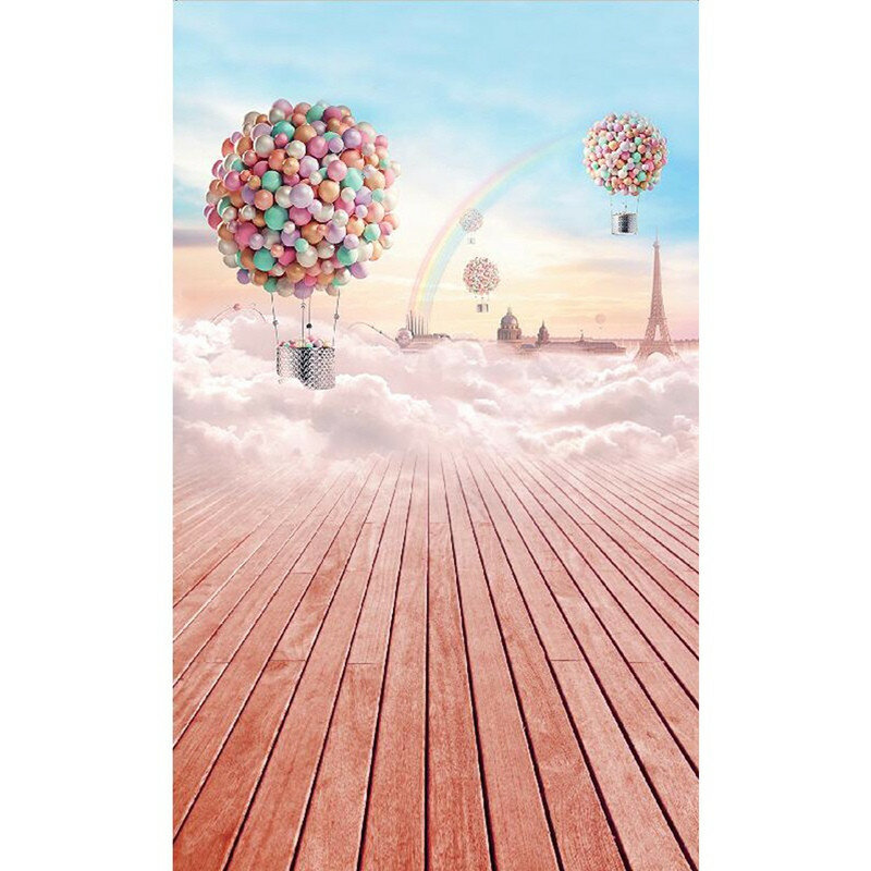 3 x 5ft Colorful Sky Ballon houten vloer Studio fotografie achtergronden achtergrond