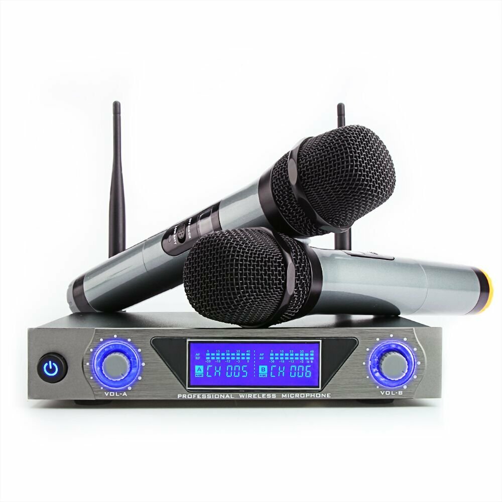 

ARCHEER UHF Wireless Microphone System with LCD Display and Dual Handheld Dynamic Microphones for Karaoke