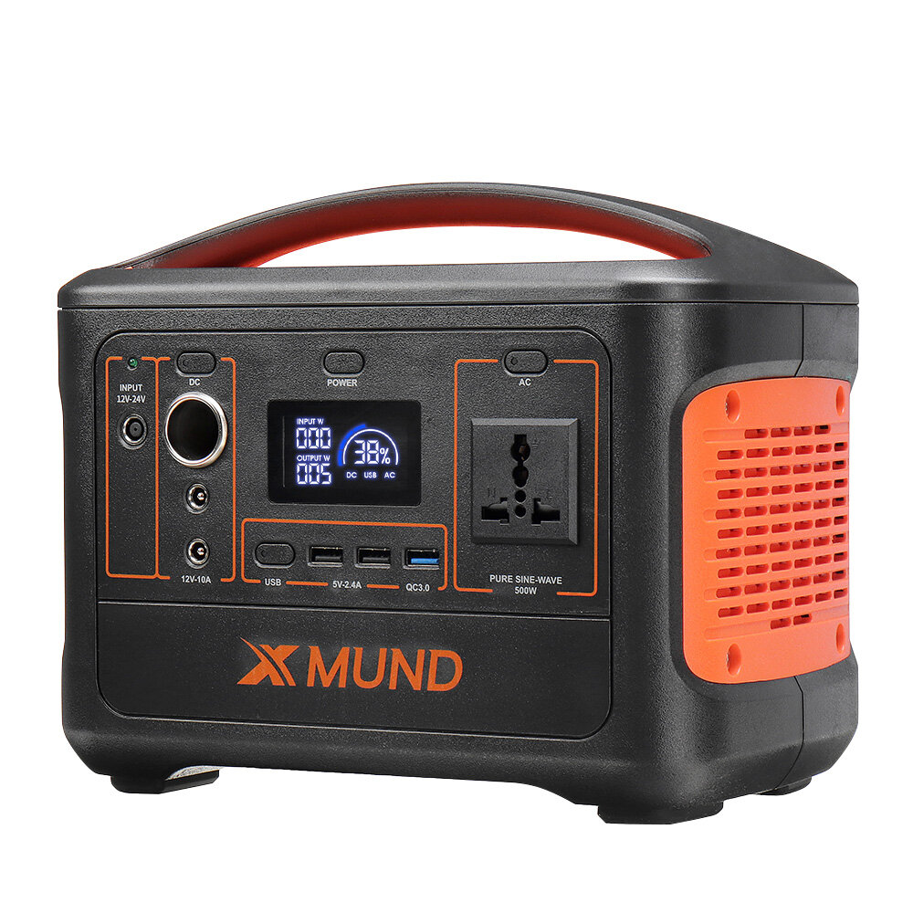 XMUND XD-PS10 500W (crête 1000w) groupe électrogène de camping 568WH 153600mAh batterie externe LED lampes de poche boîte de source d'alimentation de secours extérieure