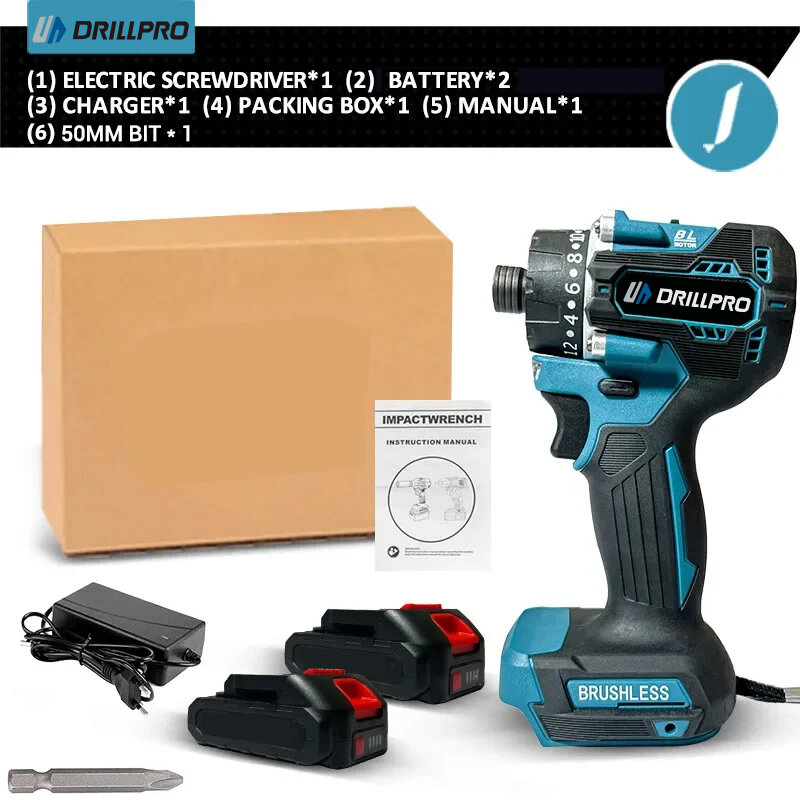 best price,drillpro,20+1,gear,brushless,electric,screwdriver,with,2,batteries,coupon,price,discount