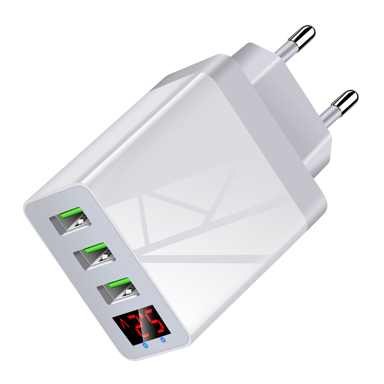 Bakeey 3 USB-oplader LED-display Reis-wandoplader EU-stekkeradapter Snel opladen voor iPhone 12 Pro 