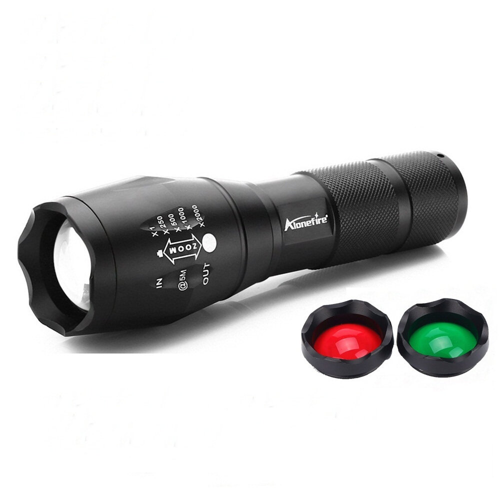 Alonefire G700-N T6 2000LM 5 Modes Zoomable Rood & Groen & Wit Licht LED Zaklamp Signaallicht