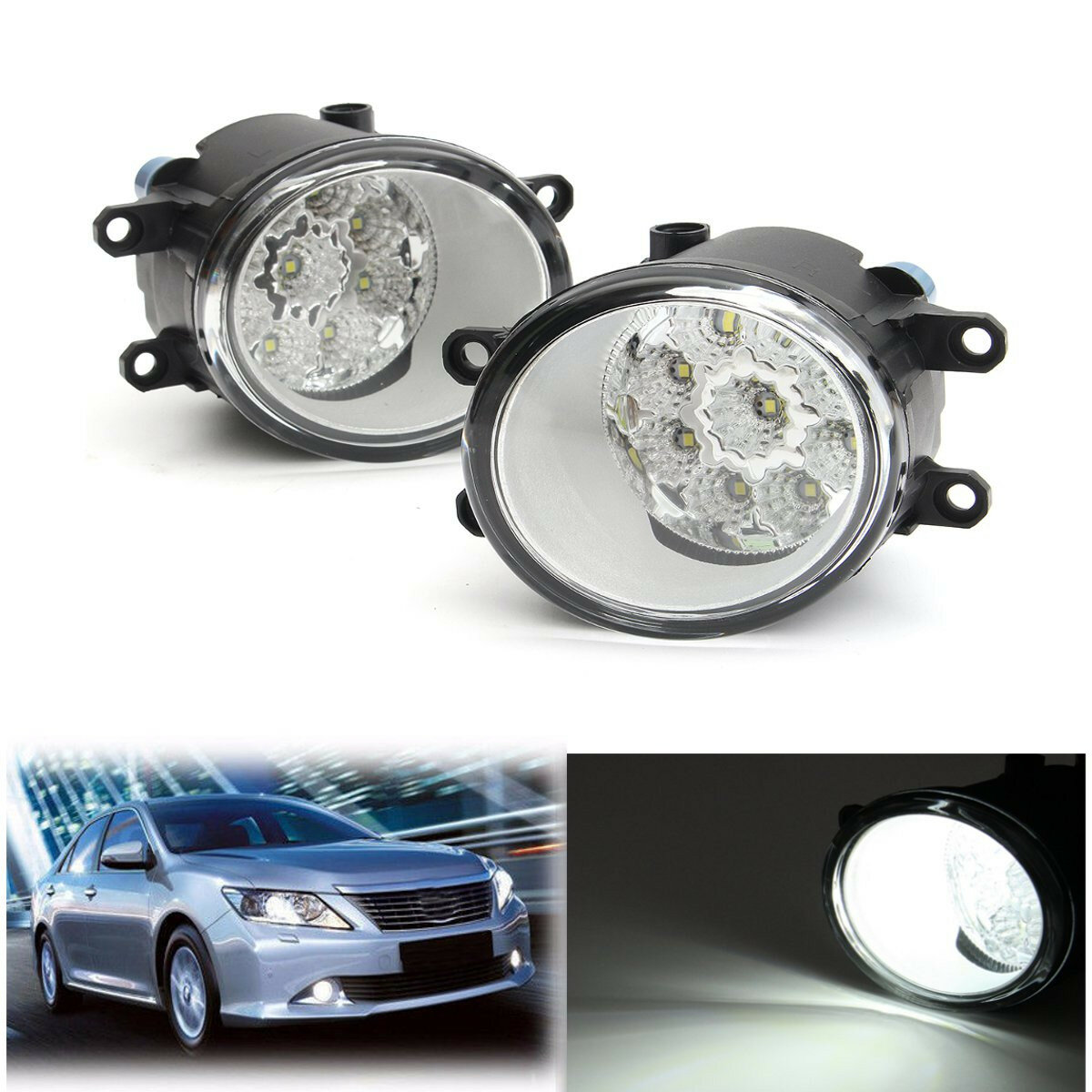 9 LED Front Fog Light Driving Lamp with Bulbs 6000K White For Toyota Corolla Camry Highlander Avalon