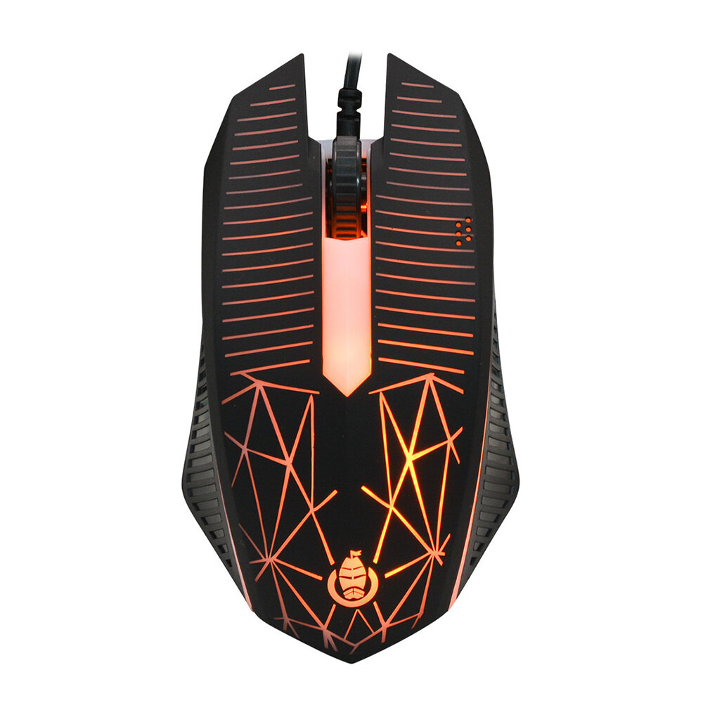 SHIPADOO S600 Gaming Mouse Cracked Pattern 1000DPI LED Luminous Backlit USB Wired Optical Mice for PC Laptop Gamer