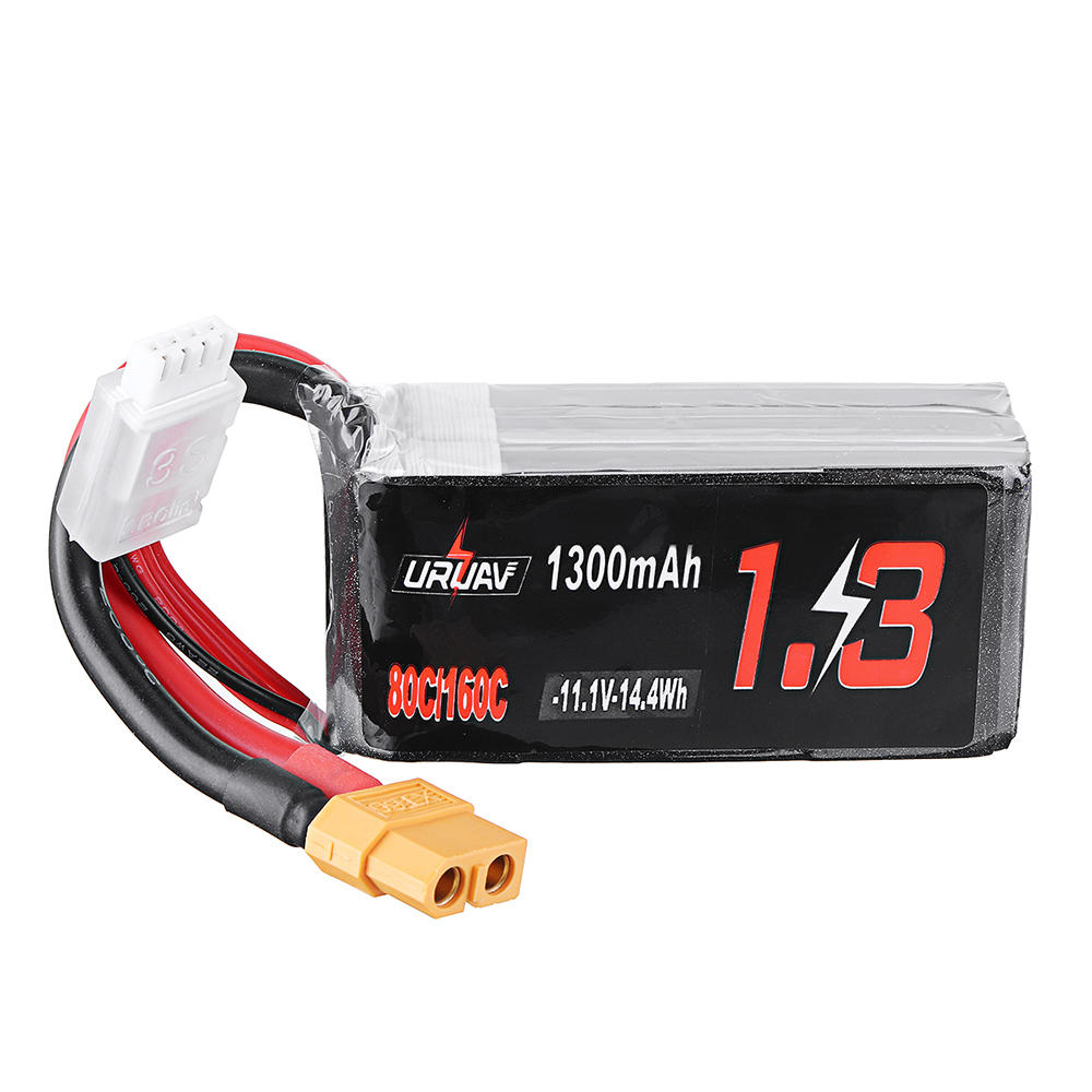 URUAV 11.1 V 1300 mAh 80C / 160C 3S XT60 Plug Lipo Batterij voor FPV RC Racing Drone